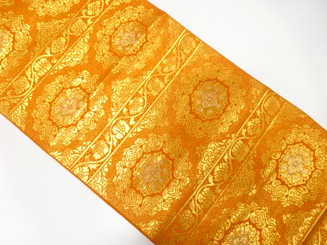 JAPANESE KIMONO / ANTIQUE FUKURO OBI / SILK / WOVEN FLOWER CREST